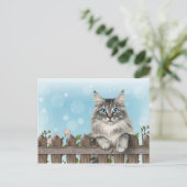 Schattigee kat art kitten grappige dierenkatten feestdagenkaart (Staand voorkant)