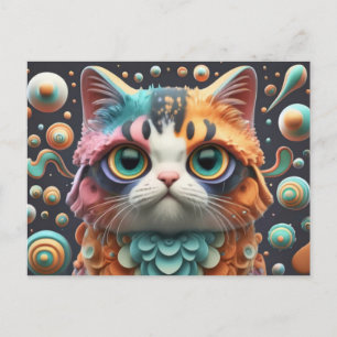 Schattigee kat art kitten grappige dierenkatten feestdagenkaart