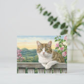 Schattigee kat art kitten grappige dierenkatten feestdagenkaart (Staand voorkant)