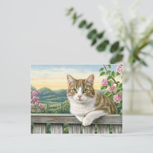 Schattigee kat art kitten grappige dierenkatten feestdagenkaart (Staand voorkant)