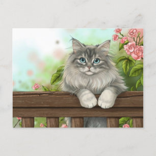 Schattigee kat art kitten grappige dierenkatten feestdagenkaart