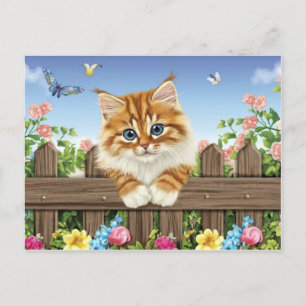 Schattigee kat art kitten grappige dierenkatten feestdagenkaart