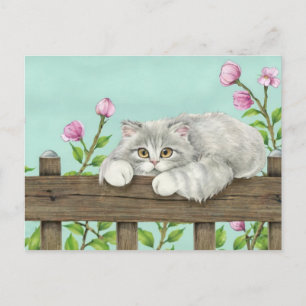 Schattigee kat art kitten grappige dierenkatten feestdagenkaart
