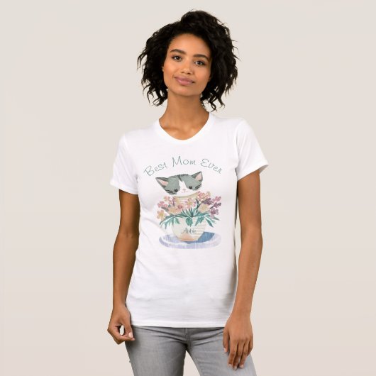 Schattigee kat | Beste Moeder ooit Naam T-shirt (Voorkant volledig)