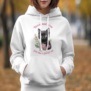 Schattigee kat bloemenontwerp bloeien en groeien hoodie
