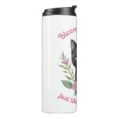 Schattigee kat bloemenontwerp bloeien en groeien thermosbeker (Gedraaid links)