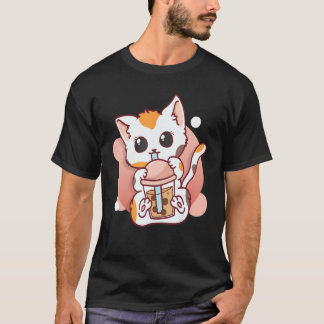 Schattigee Kat Boba Tea Bubble Tea Vrouwen Meisjes T-shirt