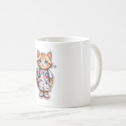 Schattigee kat cardiologie verpleegkundige koffiemok (Voorkant rechts)
