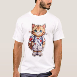 Schattigee kat cardiologie verpleegkundige t-shirt