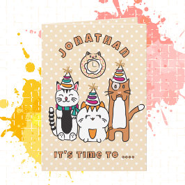 Schattigee Kat Cartoon Grappig Gezegde Verjaardags Kaart