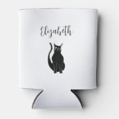 Schattigee kat Cartoon Hand getrokken zwart knipog Blikjeskoeler (Voorkant)