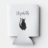 Schattigee kat Cartoon Hand getrokken zwart knipog Blikjeskoeler (Achterkant)