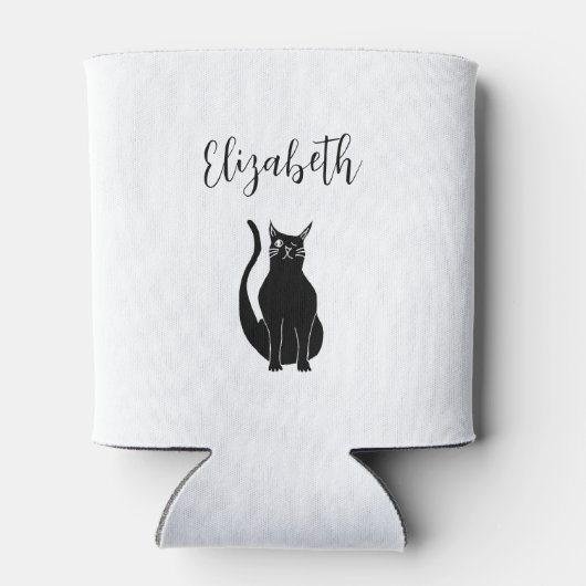 Schattigee kat Cartoon Hand getrokken zwart knipog Blikjeskoeler (Achterkant)