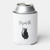 Schattigee kat Cartoon Hand getrokken zwart knipog Blikjeskoeler (Blikje Achterkant)