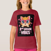Schattigee Kat Cartoon met Bril - 2e Graad Vibes T-shirt (Voorkant)
