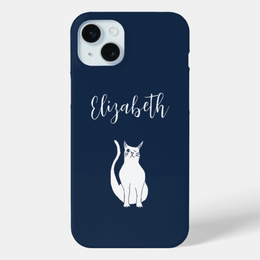 Schattigee Kat Cartoon Winking Kat Navy Blue Case-Mate iPhone Case (Achterkant)