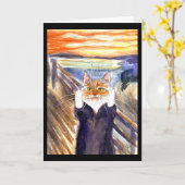 Schattigee kat De Schreeuw spoofpot wenskaart Kaart (Gele Bloem)