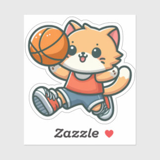 Schattigee kat die basketbal speelt - 01 sticker