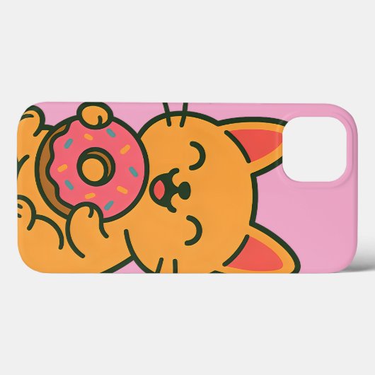 Schattigee kat die donut eet - Grappige Kawai-tele Case-Mate iPhone Case (Achterkant (horizontaal))