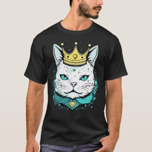 Schattigee kat die een kroon vectorstijl draagt 2 t-shirt