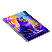 Schattigee kat die in Venster AI Kunst zitten Notitieboek (Rechterzijde)