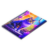 Schattigee kat die in Venster AI Kunst zitten Notitieboek (Linkerzijde)