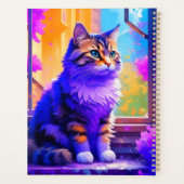 Schattigee kat die in Venster AI Kunst zitten Planner (Achterkant)