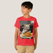 SCHATTIGEE KAT DIE SPAGHETTI EET T-SHIRT (Voorkant volledig)