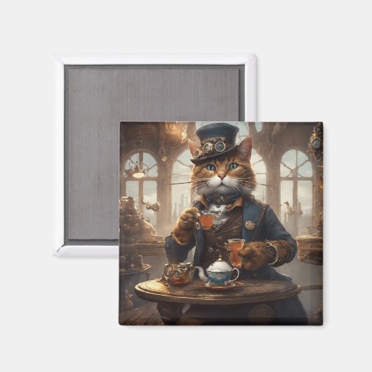 Schattigee kat die thee heeft magneet (Voorkant / Achterkant)