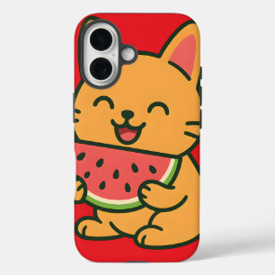 Schattigee kat die watermeloen eet - Kawaii Funny iPhone 16 Hoesje