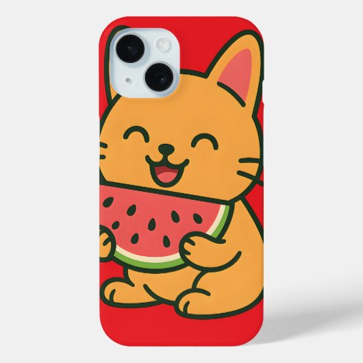 Schattigee kat die watermeloen eet - Kawaii iPhone Case-Mate iPhone Case (Achterkant)