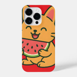 Schattigee kat die watermeloen eet - Kawaii iPhone 14 Plus Hoesje