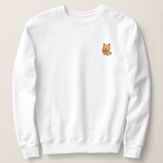 Schattigee kat die watermeloen eet - Minimale bors Trui (Design voorkant)