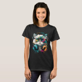 Schattigee kat dragen bril & headset t-shirt (Voorkant volledig)