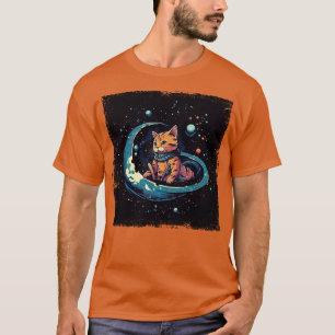 Schattigee kat drijvend in de ruimte t-shirt