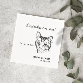 Schattigee kat Drink op me huisdier bruiloft Servet