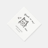 Schattigee kat Drink op me receptie bruiloft Servet (Hoek)