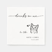 Schattigee Kat Drink op mij Minimalistische Katten Servet (Voorkant)