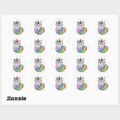 Schattigee kat eenhoorn regenboog ronde sticker (Vel)
