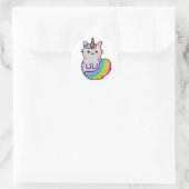 Schattigee kat eenhoorn regenboog ronde sticker (Tas)