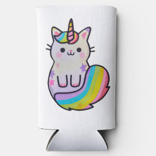 Schattigee kat eenhoorn regenboog seltzer blikjeskoeler