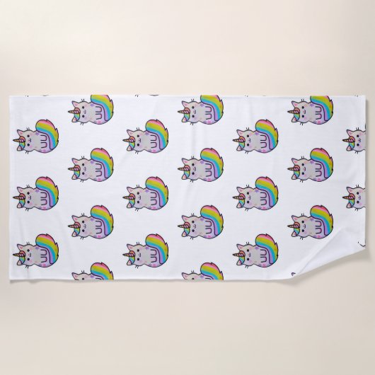 Schattigee kat eenhoorn regenboog strandlaken (Voorkant)