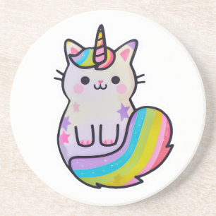Schattigee kat eenhoorn regenboog zandsteen onderzetter