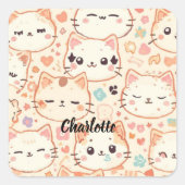Schattigee Kat eenvoudige huisdier kitten Patroon  Vierkante Sticker (Voorkant)