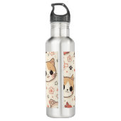 Schattigee Kat eenvoudige huisdier kitten Patroon Waterfles (Achterkant)