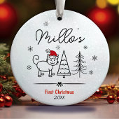 Schattigee kat eerste kerstboom sneeuwvlokken Cera Keramisch Ornament