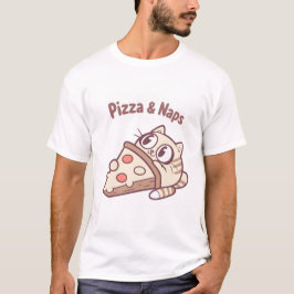 Schattigee kat eet pizza t-shirt