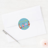 Schattigee kat en cadeaus | Blauw verjaardagsfeest Ronde Sticker (Envelop)