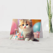 Schattigee kat en cake feestdagen kaart (Voorkant)