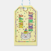 Schattigee kat en Confetti jarig Cadeaulabel (Voorkant)